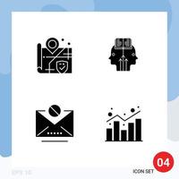 Stock Vector Icon Pack of 4 Line Signs and Symbols for location mail mind man analytics Editable Vector Design Elements