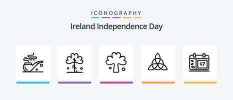 paquete de iconos de la línea 5 del día de la independencia de irlanda que incluye la bandera. Irlanda. planta. caja. desfile. diseño de iconos creativos vector