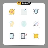 Pictogram Set of 9 Simple Flat Colors of game tennis office ball mind Editable Vector Design Elements