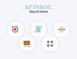 Stay At Home Flat Icon Pack 5 Icon Design. pin. work list. routine gym. work items. needlework vector