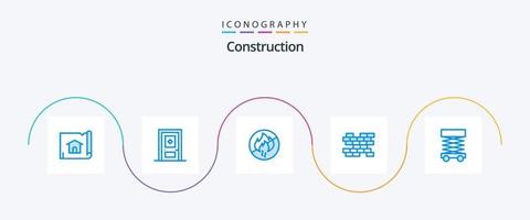 Construction Blue 5 Icon Pack Including scaffolding. construction. no fire. wall. brick vector