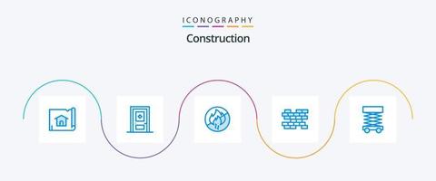 paquete de iconos azul de construcción 5 que incluye andamios. construcción. no fuego. pared. ladrillo vector