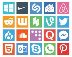 20 Social Media Icon Pack Including question coderwall vine music soundcloud vector