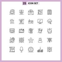 Line Pack of 25 Universal Symbols of certificate mail event greetings card Editable Vector Design Elements