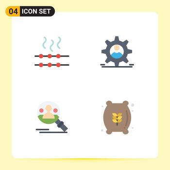 Pictogram Set of 4 Simple Flat Icons of food search dper man flour Editable Vector Design Elements