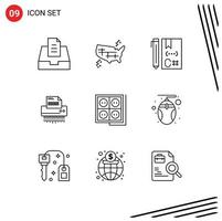 Set of 9 Modern UI Icons Symbols Signs for information data c confidential development Editable Vector Design Elements