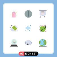 User Interface Pack of 9 Basic Flat Colors of right arrow delete erase back to school Editable Vector Design Elements