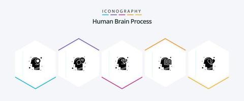 paquete de iconos de 25 glifos del proceso del cerebro humano que incluye la mente. cabeza. hablar. educación. perfección vector