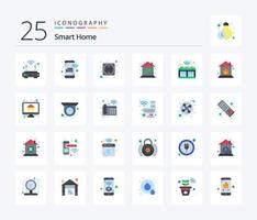 Smart Home 25 Flat Color icon pack including intelligent. home. electric. green. eco vector