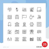 Pictogram Set of 25 Simple Lines of online shopping scanner cart measuring spoon Editable Vector Design Elements