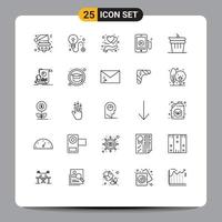 Universal Icon Symbols Group of 25 Modern Lines of done education protect cell music Editable Vector Design Elements