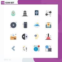 16 Thematic Vector Flat Colors and Editable Symbols of video disk file cd keys Editable Pack of Creative Vector Design Elements