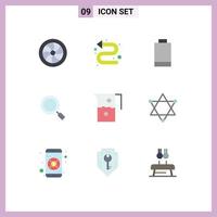 Stock Vector Icon Pack of 9 Line Signs and Symbols for drink and battery search magnifier Editable Vector Design Elements