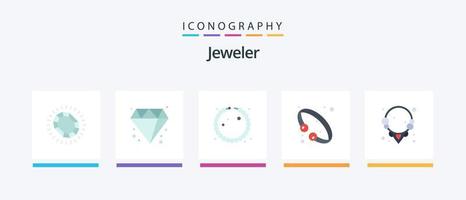 paquete de iconos planos de joyería 5 que incluye gema. lujo. pulsera. joyas. Moda. diseño de iconos creativos vector