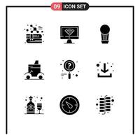 Pictogram Set of 9 Simple Solid Glyphs of research sports air golf cart golf Editable Vector Design Elements