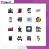 Set of 16 Modern UI Icons Symbols Signs for mobile marketing deadline file target achievement Editable Creative Vector Design Elements