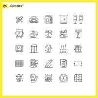 Editable Vector Line Pack of 25 Simple Lines of electric home gate jar home door Editable Vector Design Elements