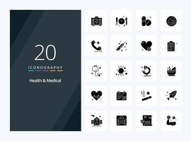 20 Health And Medical Solid Glyph icon for presentation vector