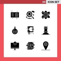 Solid Glyph Pack of 9 Universal Symbols of market spray science toilette perfume Editable Vector Design Elements