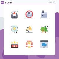 9 User Interface Flat Color Pack of modern Signs and Symbols of speaker gdpr business party festival Editable Vector Design Elements