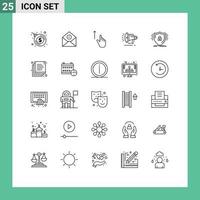 Universal Icon Symbols Group of 25 Modern Lines of defence voice up loud speaker hand Editable Vector Design Elements