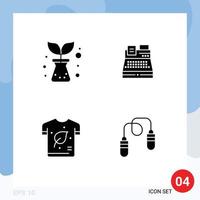 Pack of 4 Modern Solid Glyphs Signs and Symbols for Web Print Media such as agriculture ecology fax shopping shirt Editable Vector Design Elements