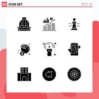 Solid Glyph Pack of 9 Universal Symbols of gross economy chess tactic game Editable Vector Design Elements