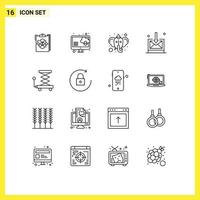 Stock Vector Icon Pack of 16 Line Signs and Symbols for car inbox computer business hindu Editable Vector Design Elements