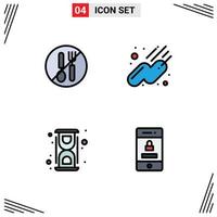 4 Creative Icons Modern Signs and Symbols of food lab spoon space convert Editable Vector Design Elements