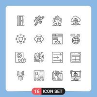 Modern Set of 16 Outlines and symbols such as protect technology business cloud internet Editable Vector Design Elements