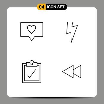 4 Universal Filledline Flat Colors Set for Web and Mobile Applications like back twitter complete rewind Editable Vector Design Elements