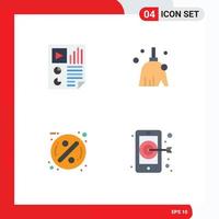 4 Universal Flat Icons Set for Web and Mobile Applications data sale report clean discount Editable Vector Design Elements