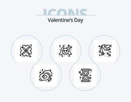 paquete de iconos de línea de día de san valentín 5 diseño de iconos. invitar. amar. web. caer. reloj de arena vector