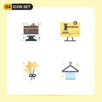 Group of 4 Modern Flat Icons Set for breakfast stare pancake digital clothes Editable Vector Design Elements