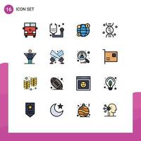 Universal Icon Symbols Group of 16 Modern Flat Color Filled Lines of business science health research money Editable Creative Vector Design Elements