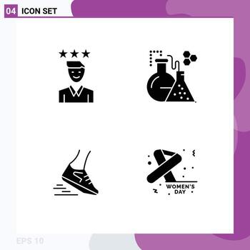 4 User Interface Solid Glyph Pack of modern Signs and Symbols of business fast job lab run Editable Vector Design Elements