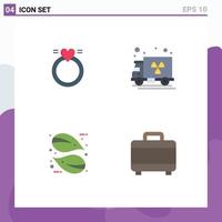 Modern Set of 4 Flat Icons and symbols such as ring nature wedding truck bag Editable Vector Design Elements