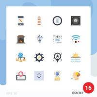 Set of 16 Vector Flat Colors on Grid for socket plug app energy navigation Editable Pack of Creative Vector Design Elements