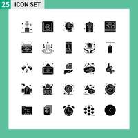 Universal Icon Symbols Group of 25 Modern Solid Glyphs of finance lotus human board vision Editable Vector Design Elements