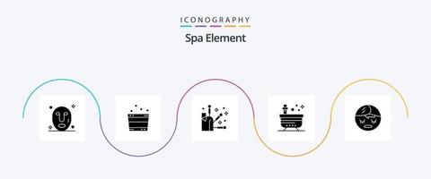 paquete de iconos de glifo 5 de elementos de spa que incluye el elemento. spa. spa. yoga. spa vector
