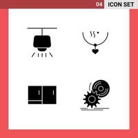 Pack of 4 creative Solid Glyphs of chandelier desk amulet party home appliances Editable Vector Design Elements