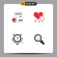 Flat Icon Pack of 4 Universal Symbols of report communications analytics love internet of things Editable Vector Design Elements