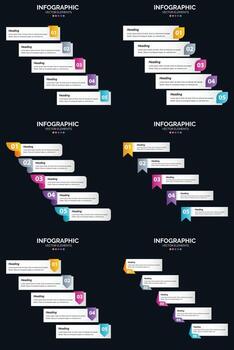 Vector 6 Infographics Pack Presentation slide template 5 Steps cycle diagrams and timelines