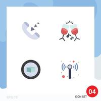 Set of 4 Commercial Flat Icons pack for call set phone music wifi Editable Vector Design Elements