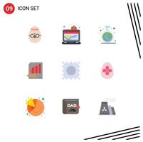 Modern Set of 9 Flat Colors Pictograph of chart analytics laptop analysis tube Editable Vector Design Elements