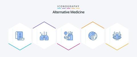 paquete de iconos azules de medicina alternativa 25 que incluye yang. taoísmo médico. polaridad. médico vector