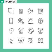 Outline Pack of 16 Universal Symbols of devices write airbrush arts poetry Editable Vector Design Elements