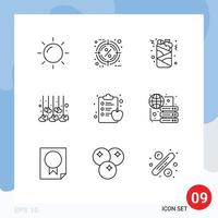 User Interface Pack of 9 Basic Outlines of diet wedding can love decoration Editable Vector Design Elements