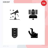 Set of 4 Modern UI Icons Symbols Signs for astronomy diamonds telescope broadcasting military Editable Vector Design Elements