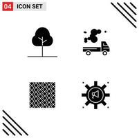 User Interface Pack of 4 Basic Solid Glyphs of tree floor automobile gas square Editable Vector Design Elements